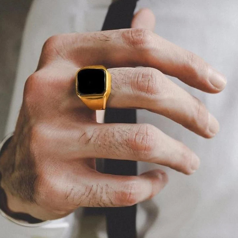 Bague homme carrée en acier et zirconium – CLEVI Paris