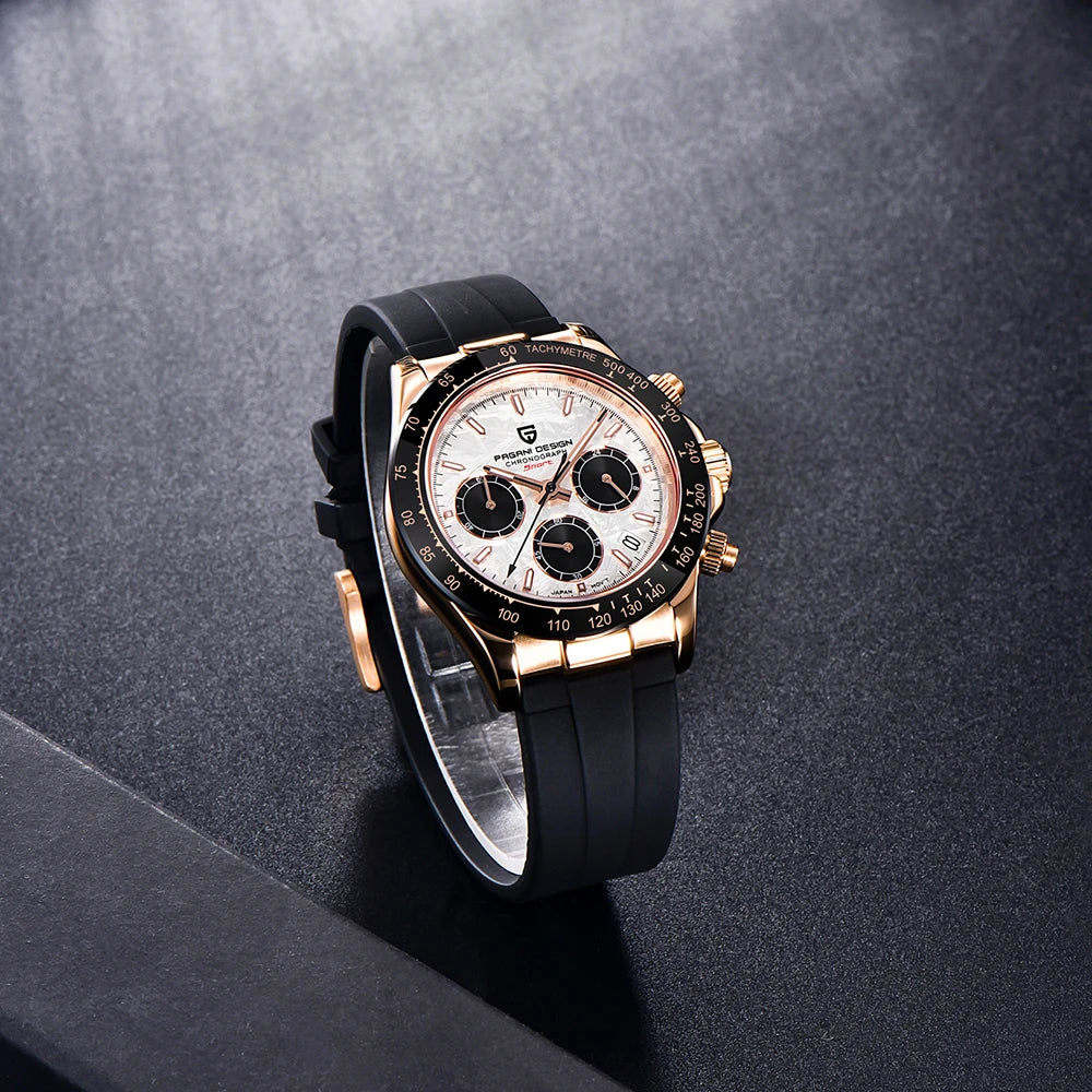 Montre Homme Quartz Chronographe Cadran Météorite Lunette Céramique Pagani Design PD-1664 – CLEVI Paris