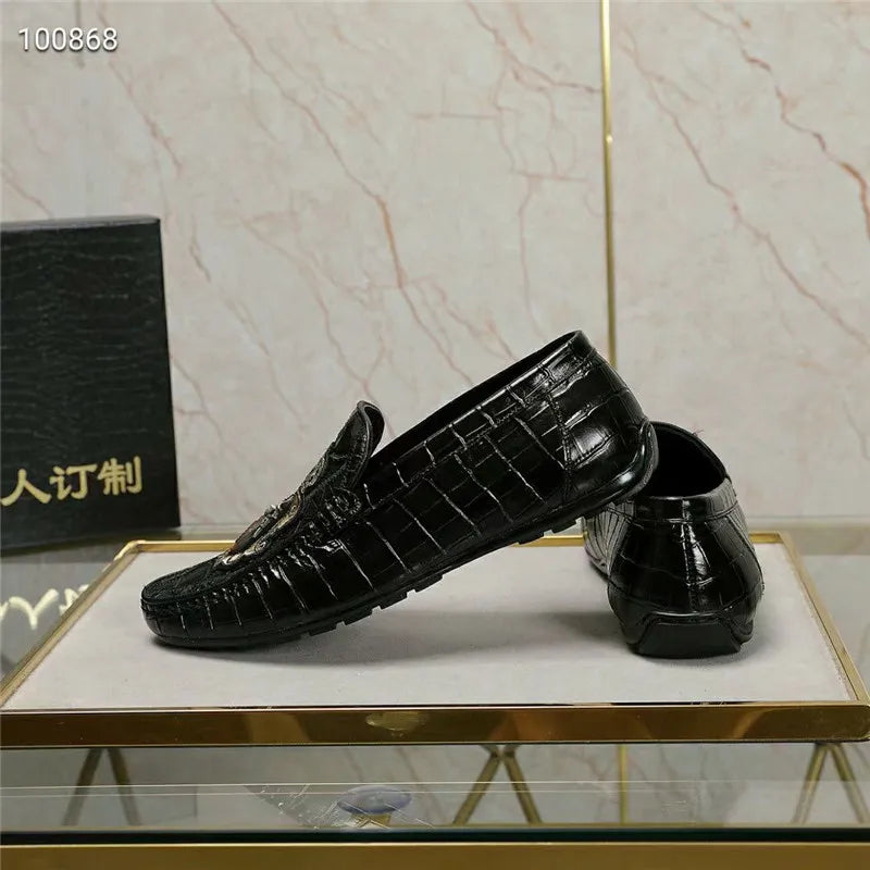 Mocassins homme noirs à motif – CLEVI Paris