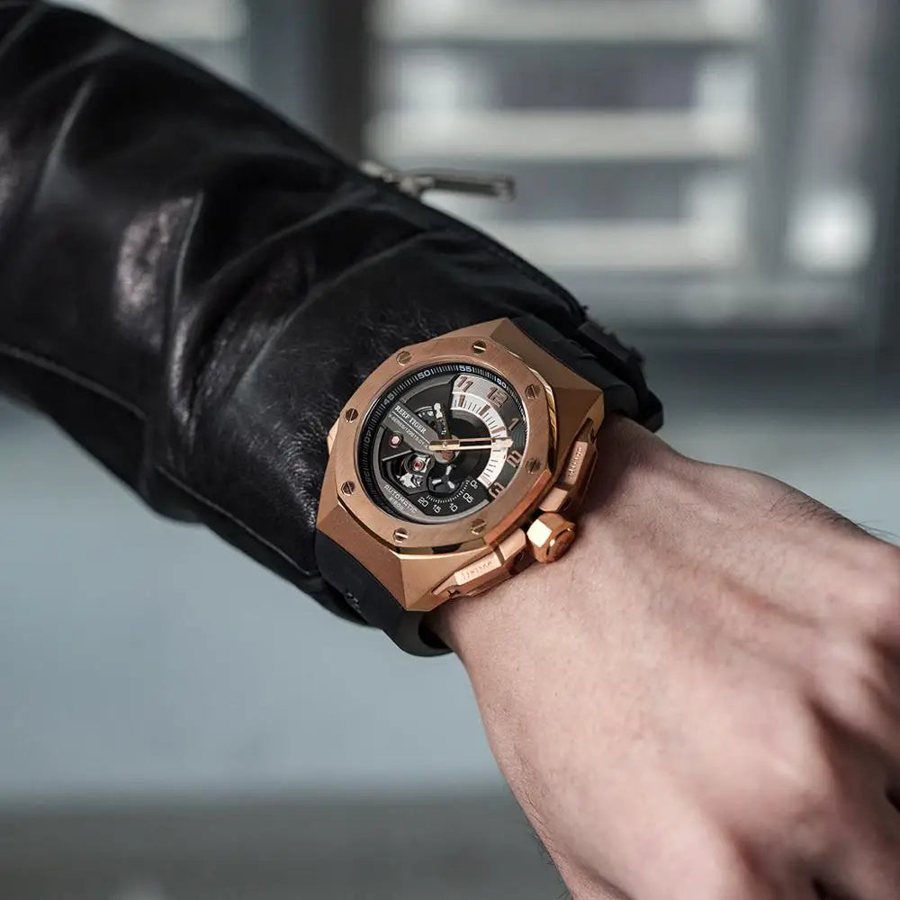 Montre Homme Automatique Squelette Sport Or Rose Reef Tiger RGA92S7 – CLEVI Paris