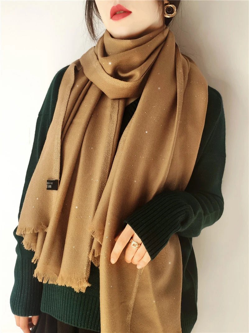 Écharpe étole en laine à sequins femme – CLEVI Paris