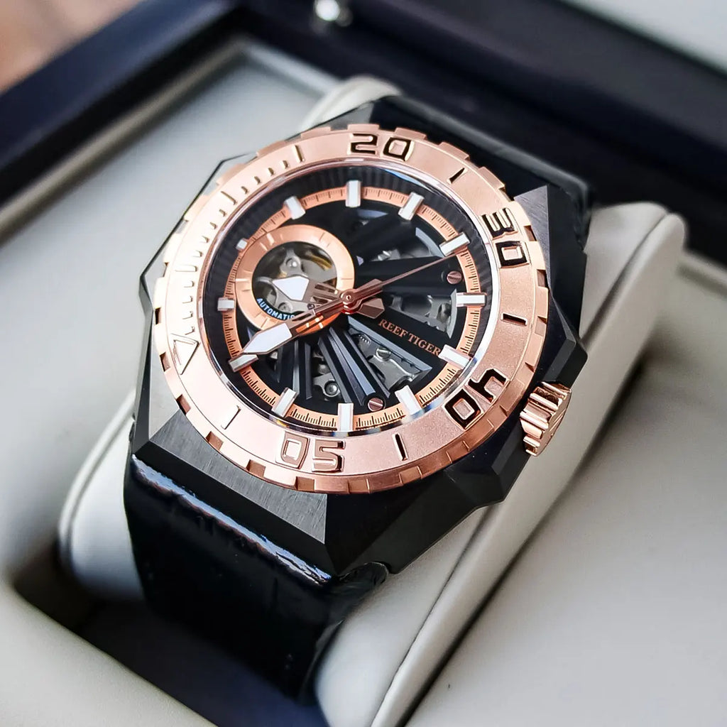 Montre Homme Automatique Squelette Sport Militaire Reef Tiger RGA6903-S – CLEVI Paris