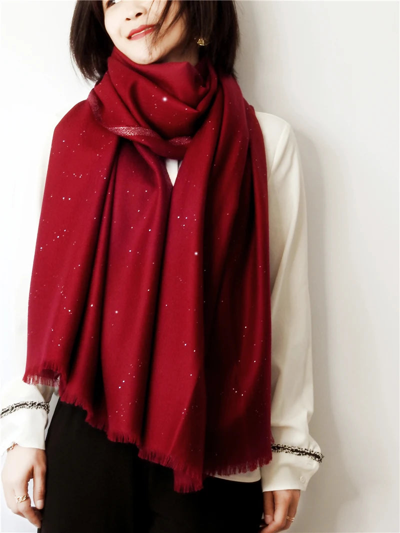 Écharpe étole en laine à sequins femme – CLEVI Paris