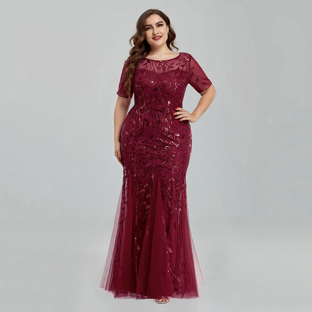 Robe de soirée sirène en tulle col V – CLEVI Paris