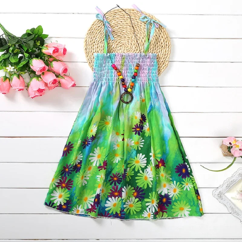 Robe fille bohème à fleurs et volants – CLEVI Paris