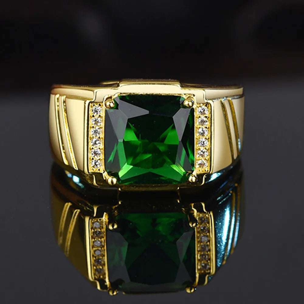 Bague Homme Ajustable en Cristal Vert, Or 18K – CLEVI Paris