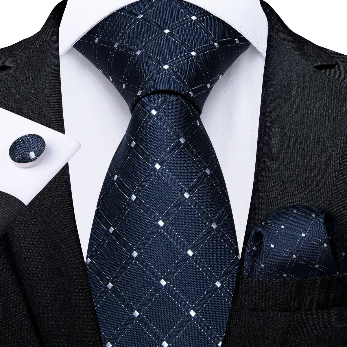 Coffret cravate homme à pois, pochette et boutons – CLEVI Paris