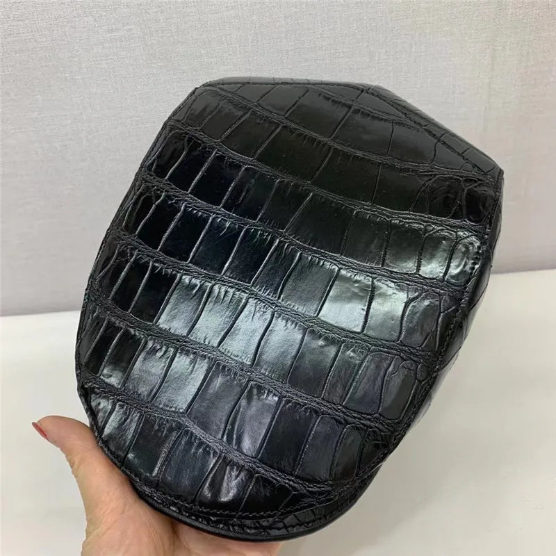 Casquette Gavroche Cuir Crocodile Homme Noir – CLEVI Paris