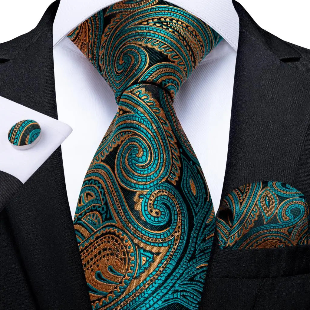 Coffret cravate homme paisley, pochette et boutons – CLEVI Paris