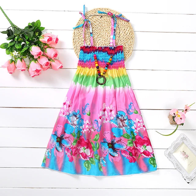 Robe fille bohème à fleurs et volants – CLEVI Paris