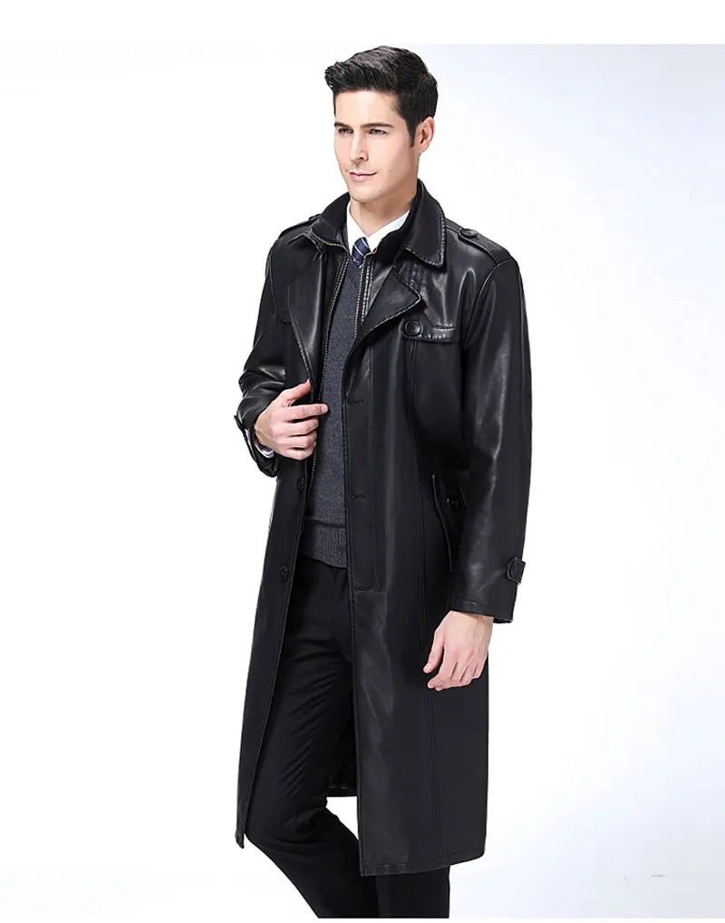 Manteau long homme noir à col amovible – CLEVI Paris