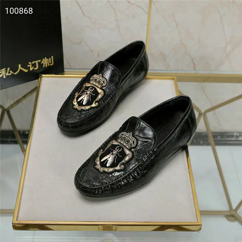 Mocassins homme noirs à motif – CLEVI Paris