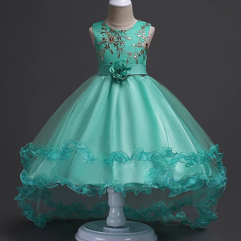 Robe tutu fille à fleurs brodées FD028 – CLEVI Paris