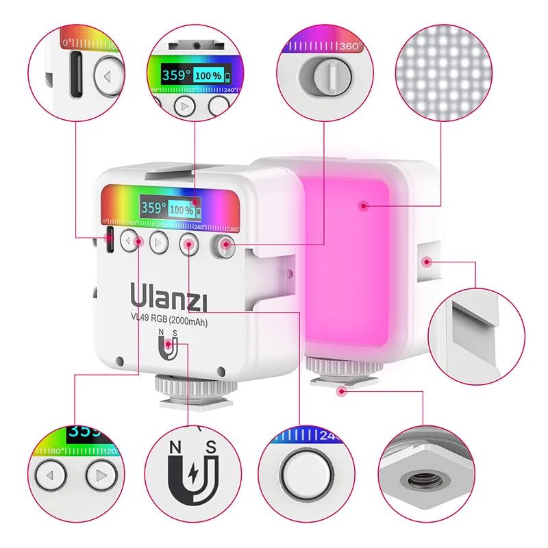 Mini lampe LED Ulanzi VL49, versions et kits – CLEVI Paris