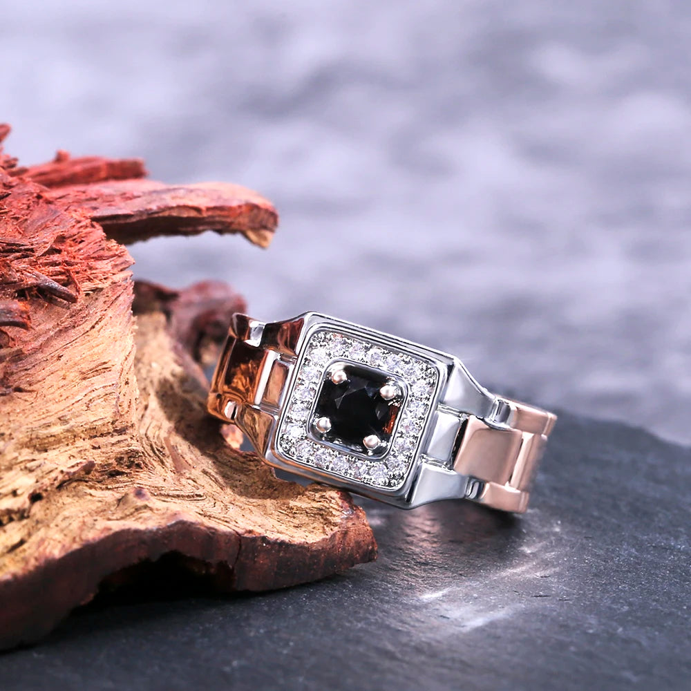 Bague Homme Bicolore en Laiton et Zircon Cubique – CLEVI Paris