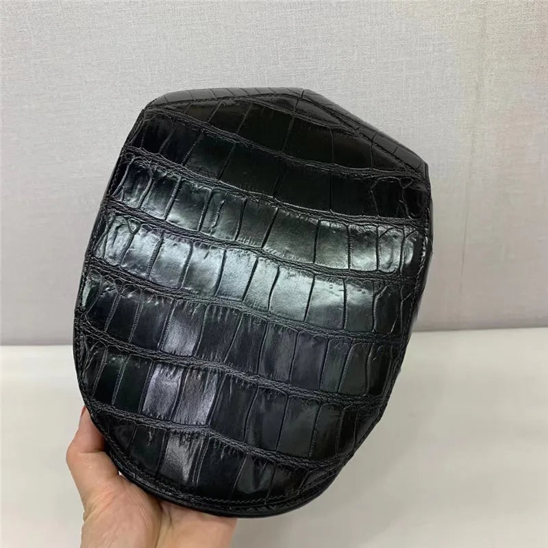 Casquette Gavroche Cuir Crocodile Homme Noir – CLEVI Paris