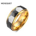 Bague Unisexe en Tungstène Doré Facetté 8 mm – CLEVI Paris