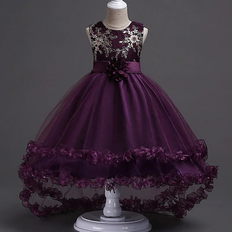 Robe cérémonie fille dentelle et fleurs – CLEVI Paris