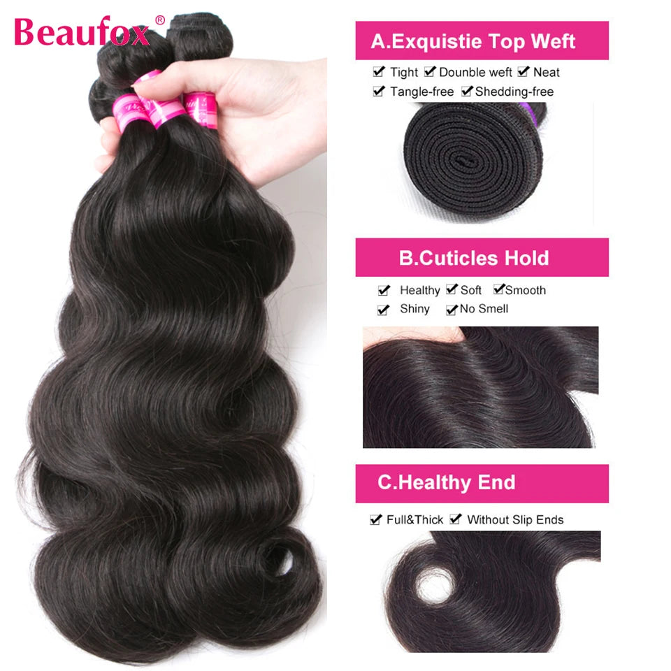 Extensions Cheveux Humains Body Wave Brésiliennes Remy – Naturel & Noir Jais – CLEVI Paris