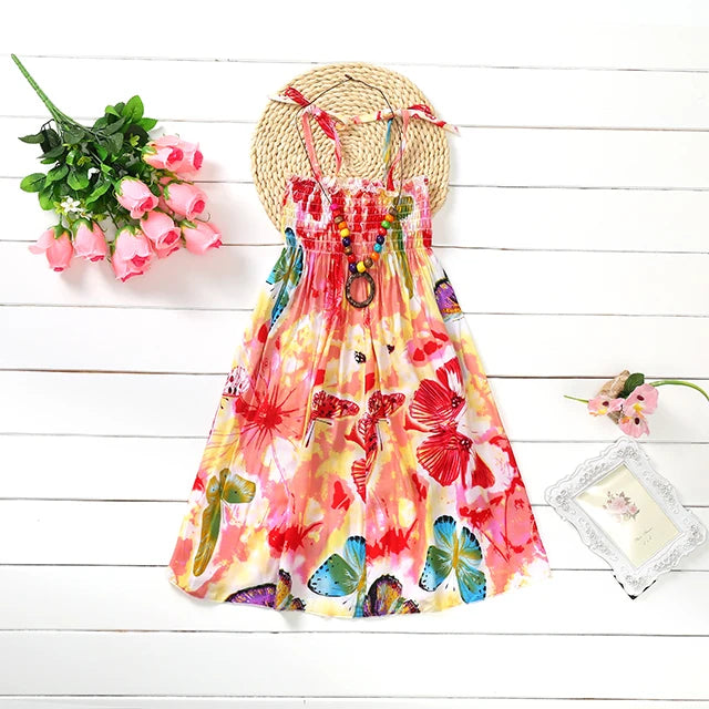 Robe fille bohème à fleurs et volants – CLEVI Paris