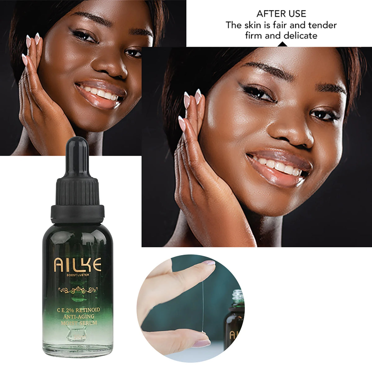 Gamme Soins Visage AILKE Retinol C&E Premium – Crème, Sérum & Nettoyant Anti-Rides – CLEVI Paris