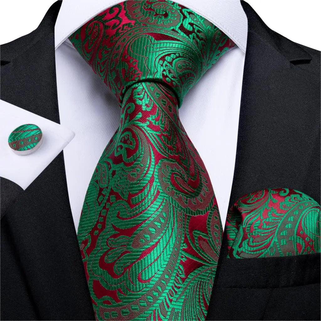 Coffret cravate homme paisley, pochette et boutons – CLEVI Paris
