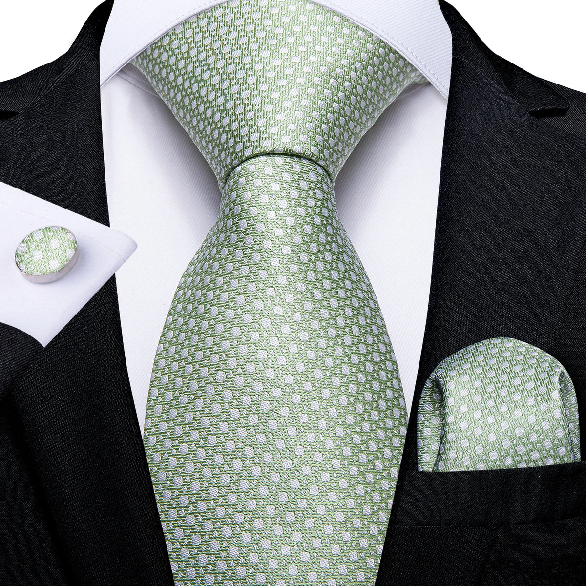 Coffret cravate homme à pois, pochette et boutons – CLEVI Paris