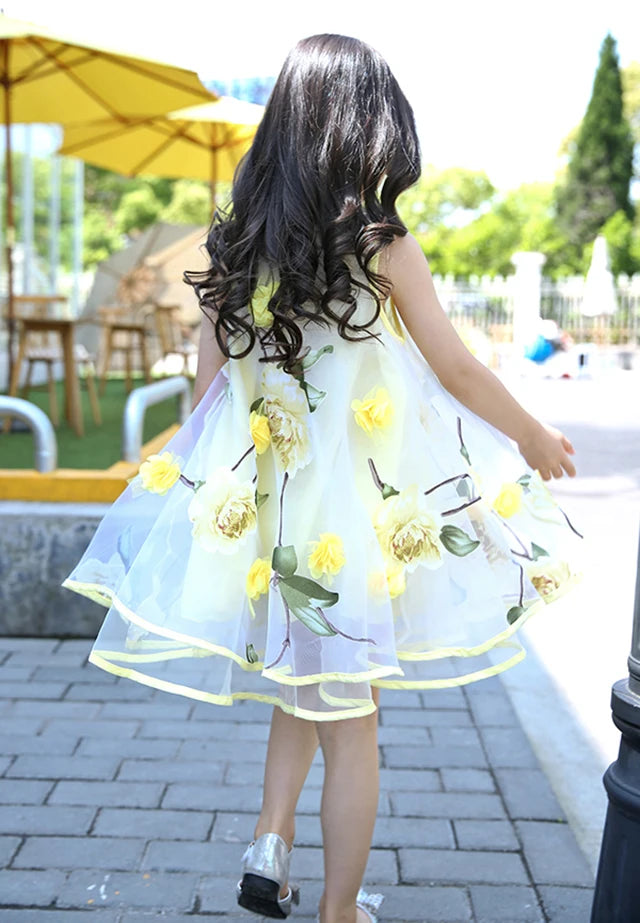 Robe fille bohème à fleurs sans manches – CLEVI Paris