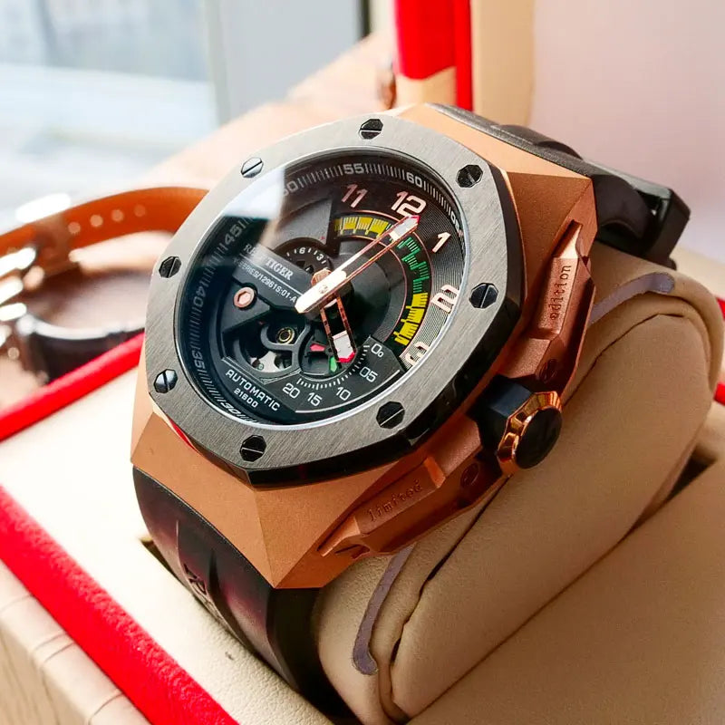 Montre Homme Automatique Squelette Sport Or Rose Reef Tiger RGA92S7 – CLEVI Paris