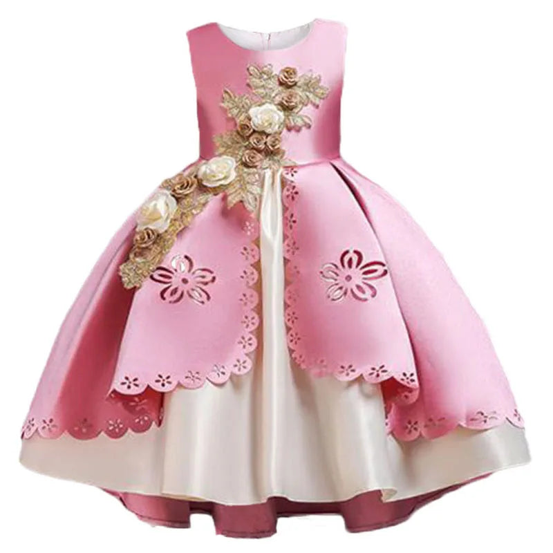 Robe fille fleurie sans manches pour fêtes – CLEVI Paris