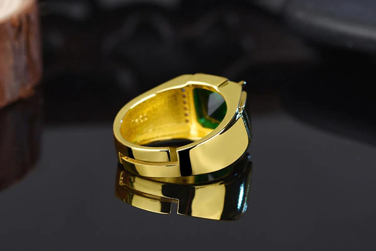 Bague Homme Ajustable en Cristal Vert, Or 18K – CLEVI Paris