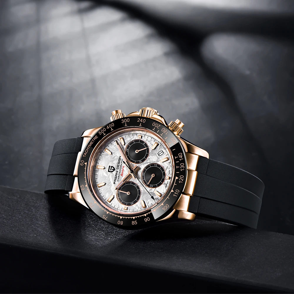 Montre Homme Quartz Chronographe Cadran Météorite Lunette Céramique Pagani Design PD-1664 – CLEVI Paris