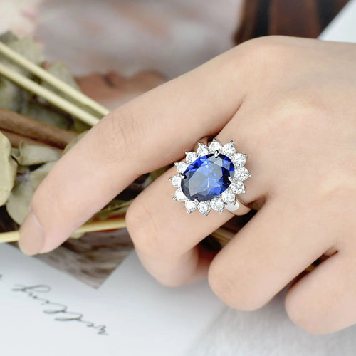 Bague Femme Vintage Tanzanite Créée Ovale Or Blanc – CLEVI Paris