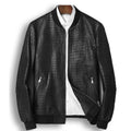 Bomber homme en cuir noir motif crocodile – CLEVI Paris