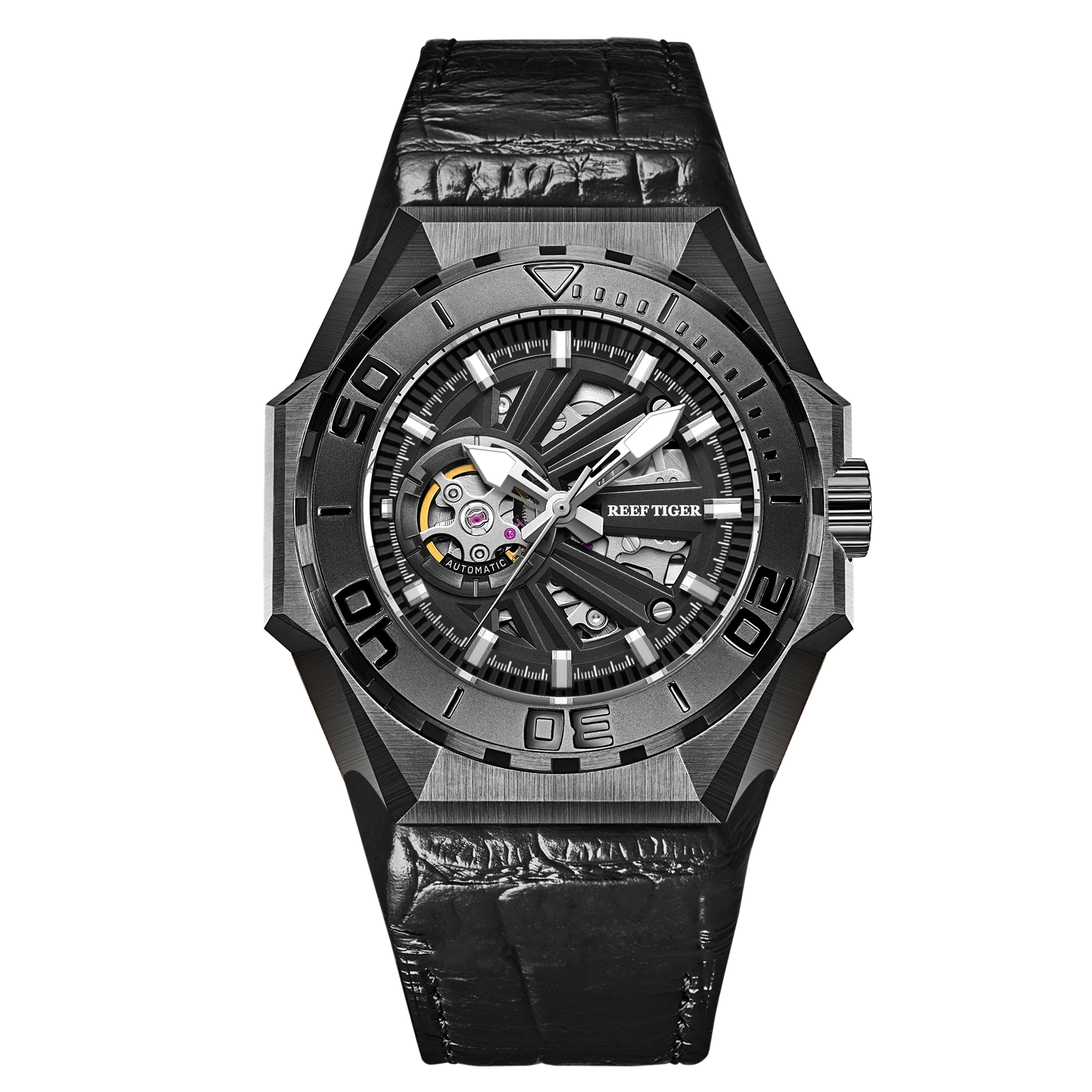 Montre Homme Automatique Squelette Sport Militaire Reef Tiger RGA6903-S – CLEVI Paris