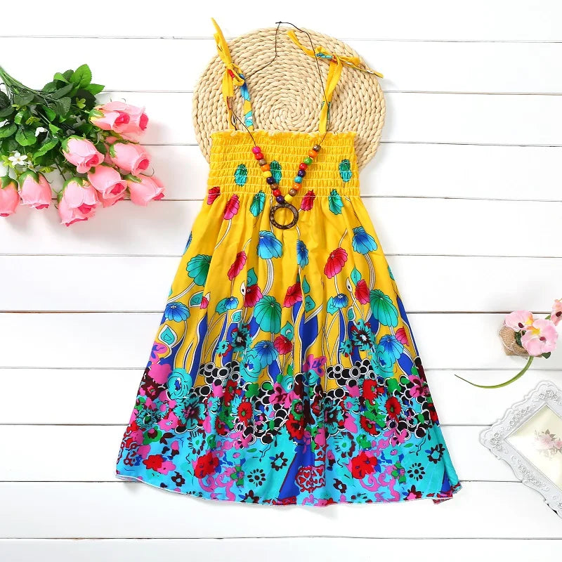 Robe fille bohème à fleurs et volants – CLEVI Paris