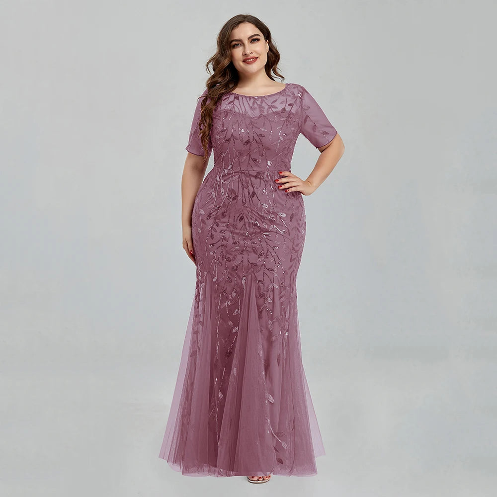 Robe de soirée sirène en tulle col V – CLEVI Paris