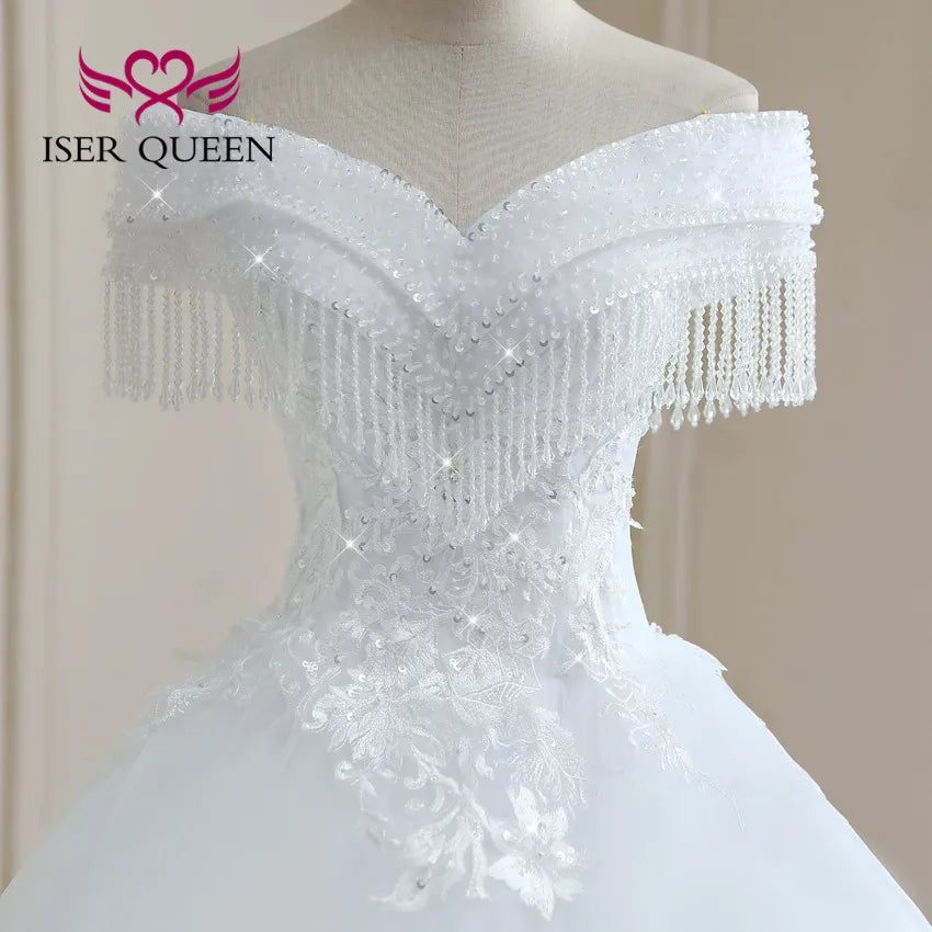 Robe de mariée princesse en dentelle scintillante – CLEVI Paris