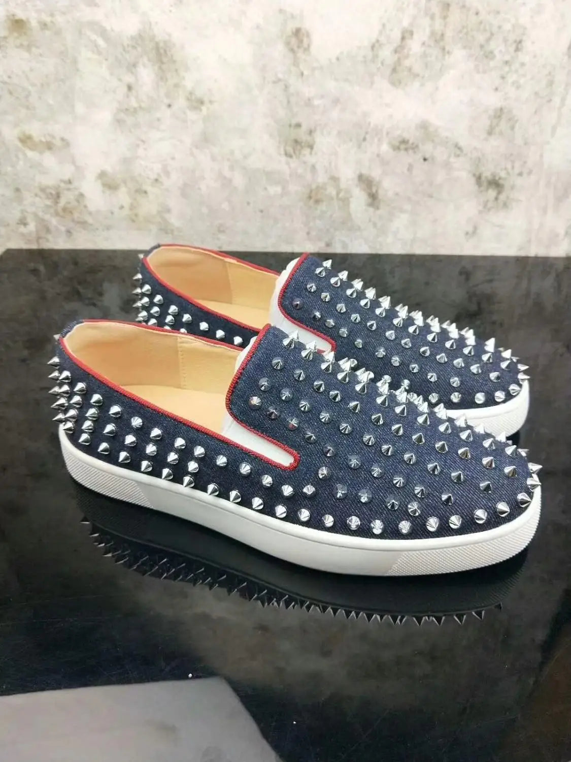 Mocassins Homme Denim Cloutés Slip-On Respirant Casual Grandes Tailles EU 38-47 – CLEVI Paris