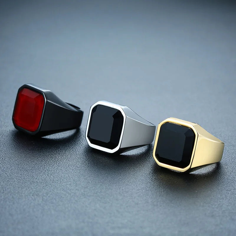 Bague homme carrée en acier et zirconium – CLEVI Paris