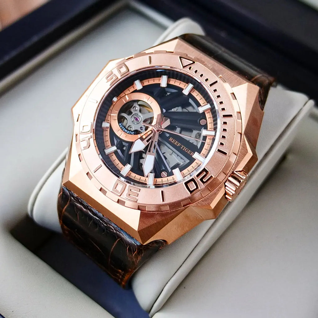 Montre Homme Automatique Squelette Sport Militaire Reef Tiger RGA6903-S – CLEVI Paris