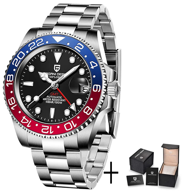 Montre Homme Pagani Design PD-1662 Automatique GMT Verre Saphir Étanche 10 Bars Acier Inoxydable – CLEVI Paris