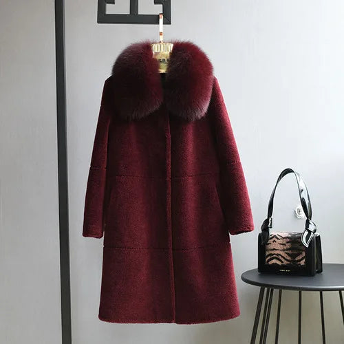 Manteau femme en laine, col renard – CLEVI Paris