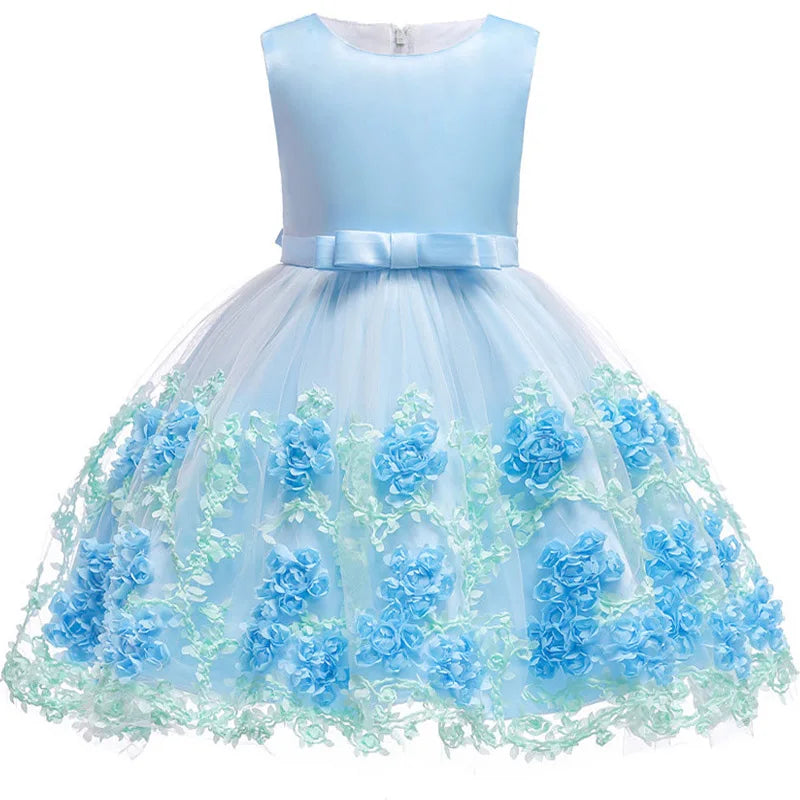 Robe de fête fille brodée sans manches – CLEVI Paris