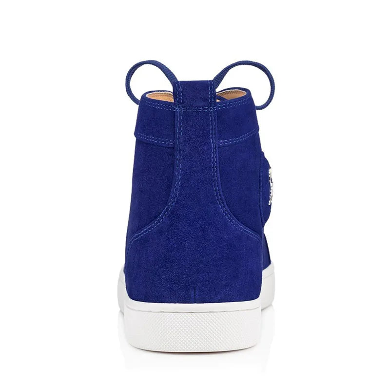 Sneakers Montantes Homme Suède Bleu Rivets Lacets – CLEVI Paris
