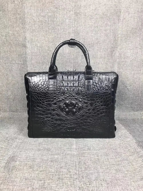 Mallette Cuir Crocodile Homme Laptop 14" Noir Marron – CLEVI Paris