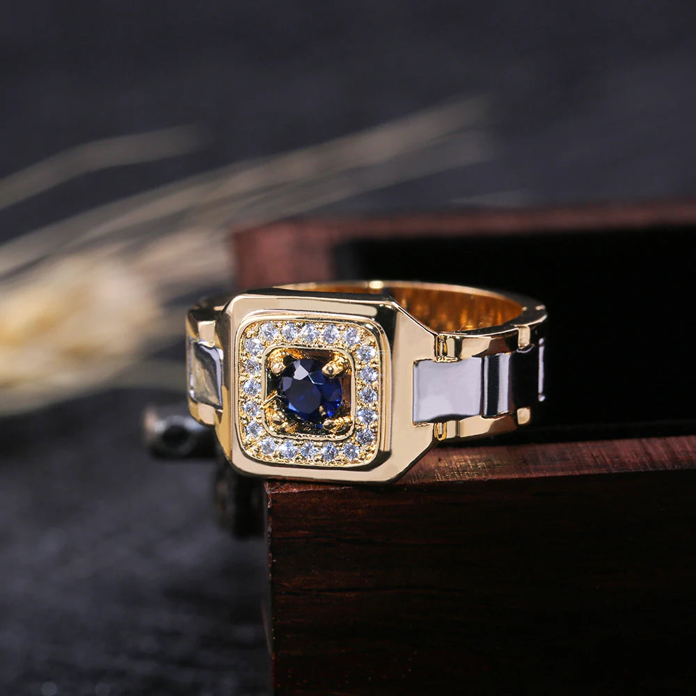 Bague Homme Bicolore en Laiton et Zircon Cubique – CLEVI Paris