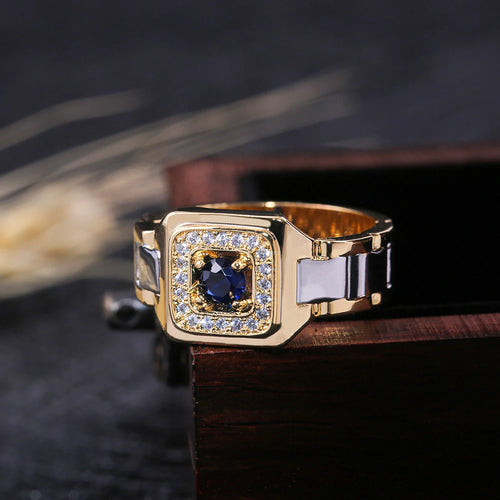 Bague Homme Bicolore en Laiton et Zircon Cubique – CLEVI Paris