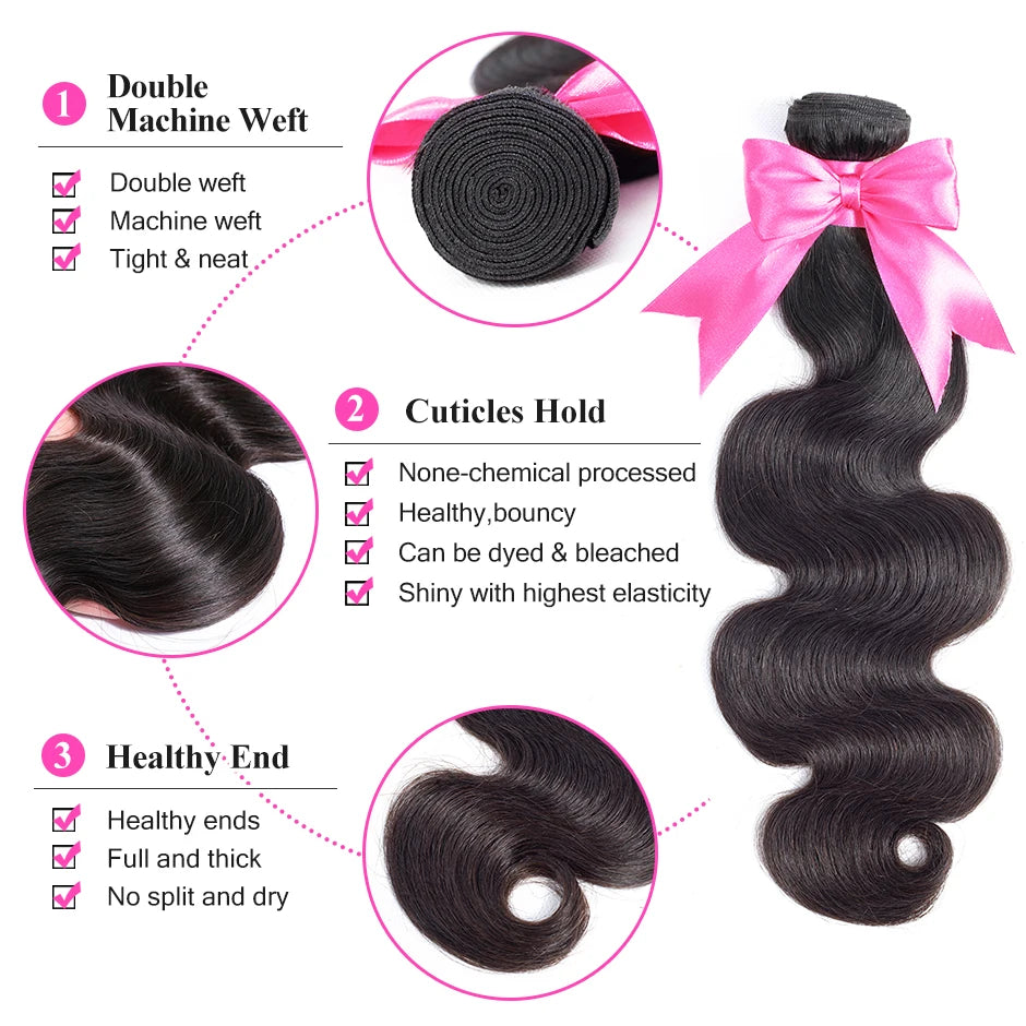 Bundles cheveux humains Body Wave avec frontal – CLEVI Paris