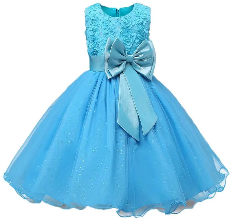 Robe de fête fille brodée sans manches – CLEVI Paris